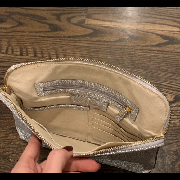 India Hicks Insider Clutch Pouch Bag - Pebbled Gray - Picture 3 of 5